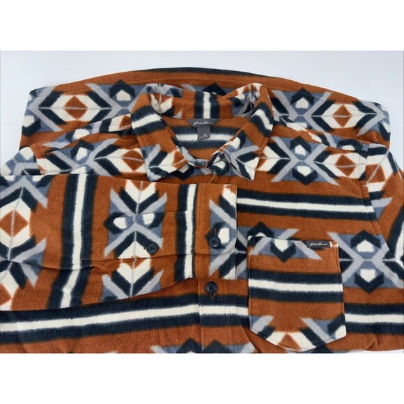 Eddie Bauer Chutes Microfleece Button Down Shirt Sz XL Southwestern Mens - Picture 1 of 9
